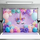 Lofaris Floral Balloons Arch Unicorn Cake Smash Backdrop